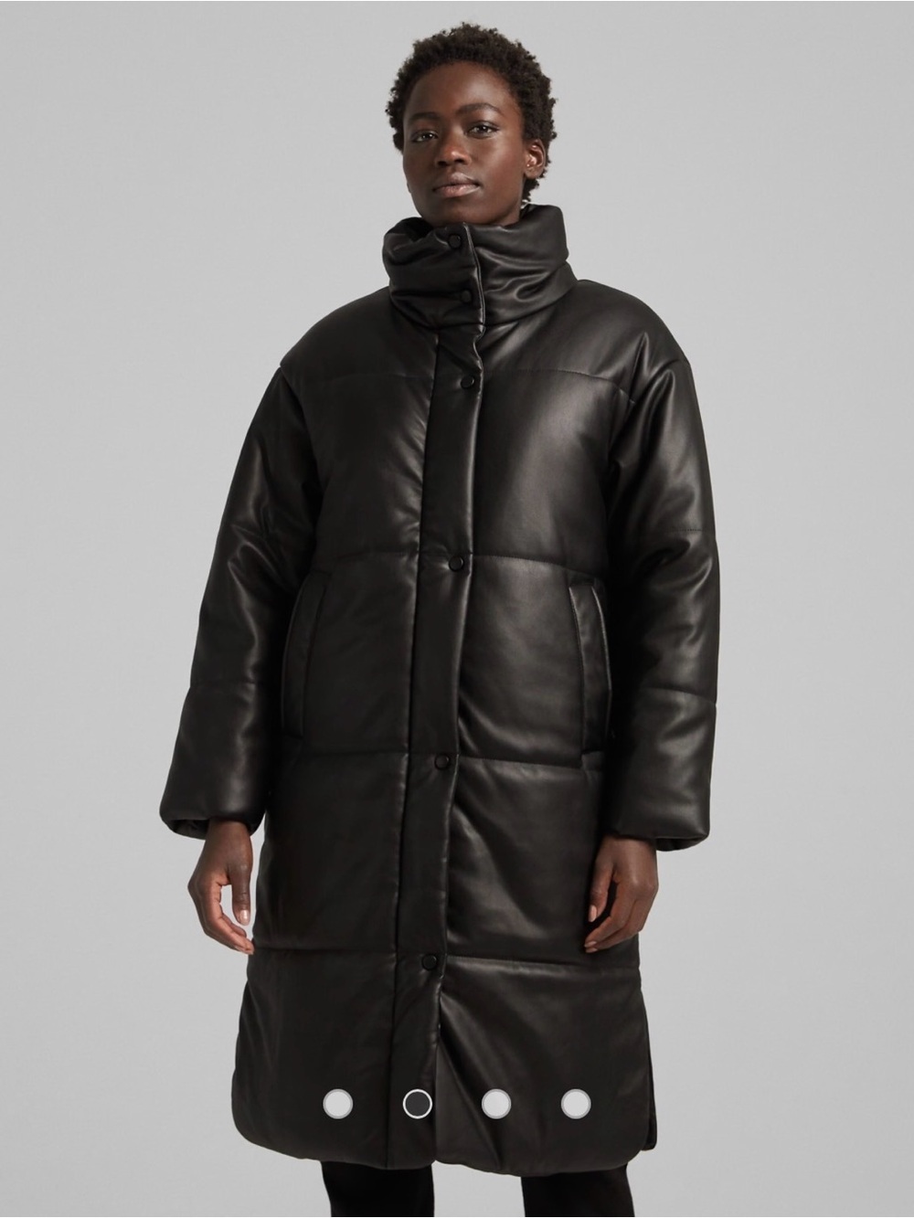 NWOT ASOS DESIGN Bershka Quilted Black Faux Leather Super Long Puffer Coat Sz 4